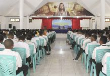 Ospek Untrib, Mahasiswa Dibekali Materi Pemberantasan Korupsi Sekitar 500an mahasiswa baru Untrib sedang mendengar materi Ospek di Aula Pola Tribuana, Kamis (5/9).