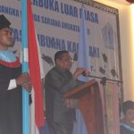 Wabup Alor Ajak Untrib Bersinergi Wakil Bupati Alor, Imran Duru, S.Pd, sambutan di acara Wisuda Untrib Tahun 2019 di Kalabahi.