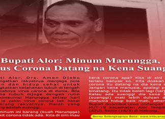 Video: Bupati Alor sebut Minum Marungga Corona datang Kena Suanggi Bupati Alor Drs. Amon Djobo