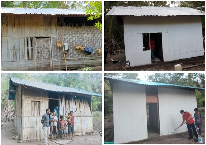 Rumah Oma Aizah Dursaha dan Sufia Tang yang sudah direnovasi oleh Tim Relawan Bedah Rumah di Desa Alila Tumur, Kecamatan Kabola.