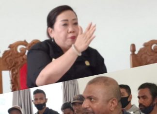 Merasa Difitnah, Ketua DPRD Alor Baca Puisi untuk FAKKK Ketua DPRD Alor Enny Anggrek (foto bagian atas) dan Aktivis FAKKK Lomboan Djahamou, ketika berdialog di gedung DPRD, Batunirwala, Rabu (4/11/2020).