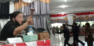 Sidang Paripurna DPRD Alor Ricuh Reaksi sejumlah Anggota DPRD Alor menyatakan mosi tidak percaya kepada Ketua DPRD Enny Anggrek pada sidang paripurna Pembahasan RAPBD Tahun Anggaran 2021, Senin (16/11/2020) di ruang sidang utama DPRD, Batunirwala. Suasana Sidang pun akhirnya ricuh.