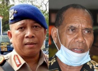 Polda NTT Tetapkan Bupati Alor Tersangka Kasus Penghinaan Kapolda NTT Irjen. Pol. Drs. Lotharia Latif (kiri) dan Bupati Alor Drs. Amon Djobo (kanan).