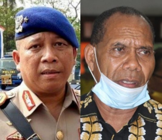 Polda NTT Tetapkan Bupati Alor Tersangka Kasus Penghinaan Kapolda NTT Irjen. Pol. Drs. Lotharia Latif (kiri) dan Bupati Alor Drs. Amon Djobo (kanan).