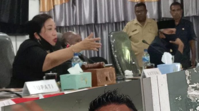 Ketua DPRD Alor Minta Aparat Keamanan Amankan Dony Mooy yang Tanya Pejabat Curi Listrik Ketua DPRD Alor Enny Anggrek (gambar atas) sementara memimpin sidang paripurna dan Dony Mooy (gambar bawah) ketika jumpa pers di DPRD usai sidang paripurna, Kamis (7/1/2021) di gedung DPRD Alor, Batunirwala.