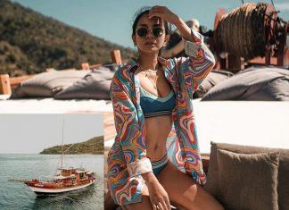 Kapal Aktris Kirana Larasati Ternyata Tak Punya Izin Masuk Zona Wisata NTT, Langgar Peraturan Gubernur Foto Aktris Kirana Larasati di atas Kapal Amaya Axplorer ketika berlabuh di zona wisata selat Pantar dan Laut sekitarnya pada awal September 2021 lalu. (Sumber: Istimewa).
