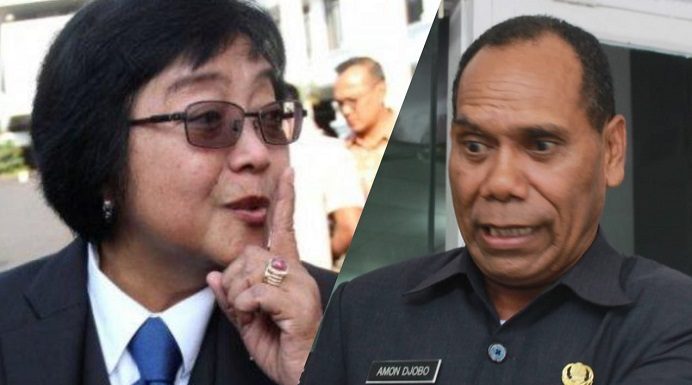 Bupati Alor Ajak DPRD Ribut di KLHK Minta Alih Fungsi Hutan Relokasi Korban Seroja Foto: Menteri LHK, Siti Nurbaya (kiri) dan Bupati Alor Amon Djobo.