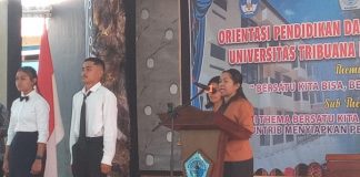 Buka ORDIK Untrib 2023, Rektor Pastikan Tak Ada Perpeloncoan Wakil Rektor I Adolfina Oualeng, M.Th. PAK membuka acara Ordik Untrib tahun 2023, Kamis (31/8) di Lopo Untrib, Batunirwala. (Foto: doc tribuanapos.net).