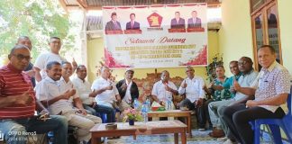 Sah! Ketum Prabowo Subianto Beri Tugas Khusus Gabriel Binna dan Mulyawan Djawa Maju Pilkada Alor 2024 Ketua DPC Partai Gerindra Yusak Atamau dan Bakal Calon Wakil Bupati Alor Mulyawan Djawa, foto bersama petinggi partai Gerindra Alor usai konferensi pers, Kamis (18/7) di kantor DPC Gerindra, Kalabahi Tengah.