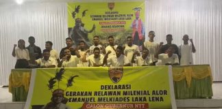 Pemuda Milenial Alor Deklarasi Politik Dukung Melki Laka Lena-Johanis Asadoma di Pilkada NTT Relawan Pemuda Milenial di Kabupaten Alor deklarasi politik dukung Melki Laka Lena - Johanis Asadoma di Pilkada NTT tahun 2024. (Foto: doc tribuanapos.net/dm).