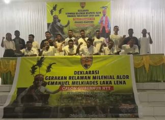 Pemuda Milenial Alor Deklarasi Politik Dukung Melki Laka Lena-Johanis Asadoma di Pilkada NTT Relawan Pemuda Milenial di Kabupaten Alor deklarasi politik dukung Melki Laka Lena - Johanis Asadoma di Pilkada NTT tahun 2024. (Foto: doc tribuanapos.net/dm).