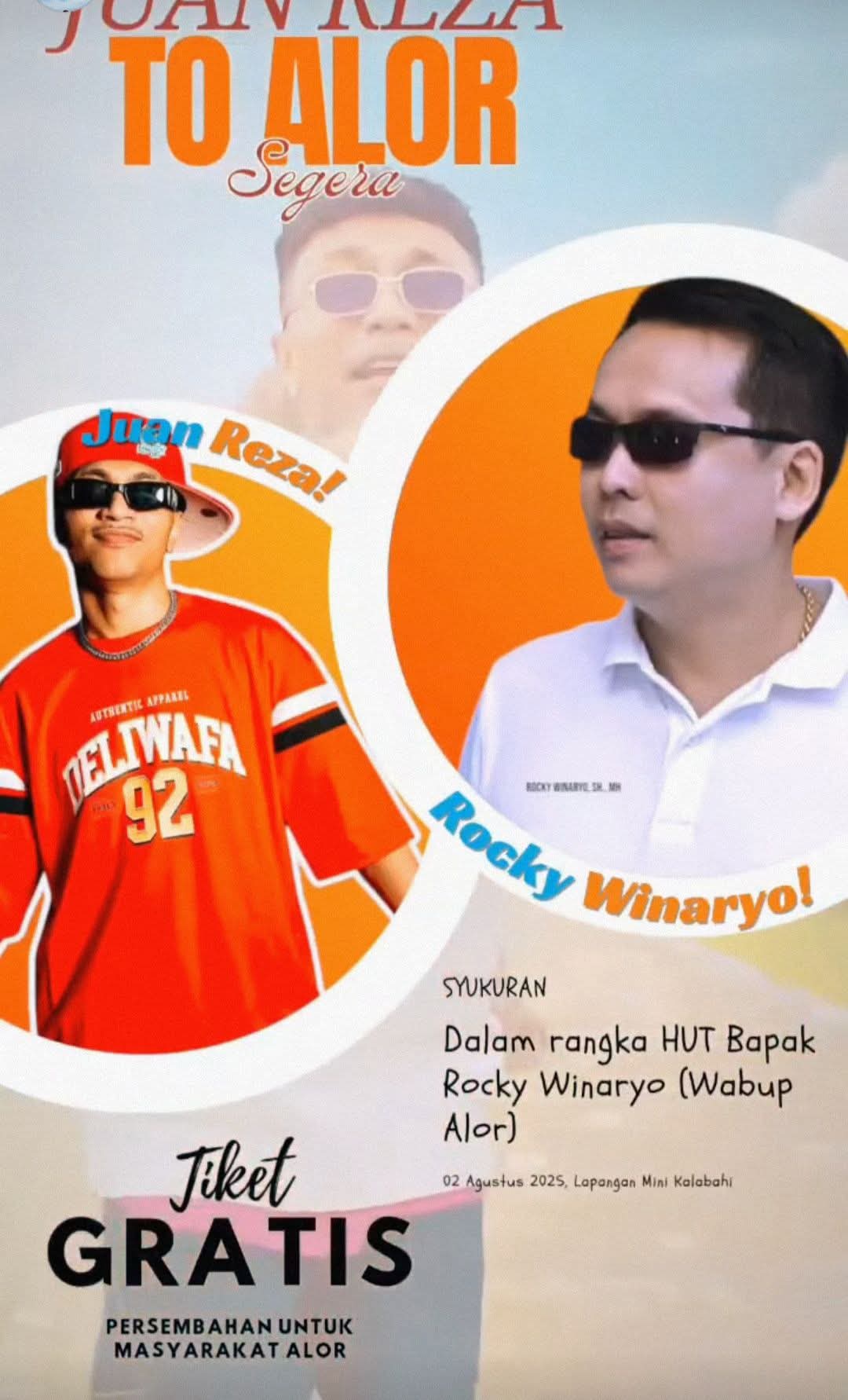 Pamflet ajakan pesta ulang tahun Wakil Bupati Alor Rocky Winaryo yang ramai diperbincangkan netizen Alor. (Sumber: Akun Facebook Boy Selly).