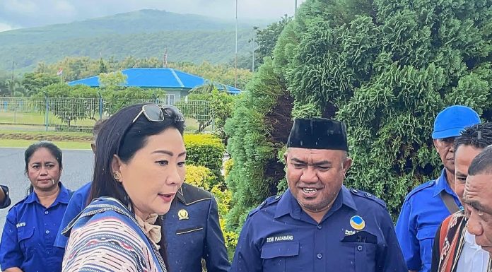 Pemkab Alor Apresiasi Kunjungan Reses Julie Sutrisno Laiskodat Anggota DPR RI Komisi XI F-NasDem Julie Sutrisno Laiskodat tiba di Bandara Mali-Alor, Rabu (25/2) untuk agenda Reses. JSL bersama rombongan disambut Plh. Sekda Alor Obeth Bolang, Ketua DPRD Alor Paulus Brikmar, Ketua DPD NasDem Alor Deni Padabang, Ketua Fraksi NasDem DPRD Alor Joni Tulimau dan jajaran petinggi NasDem Alor. (Sumber Foto: Facebook Julie Sutrisno Laiskodat).