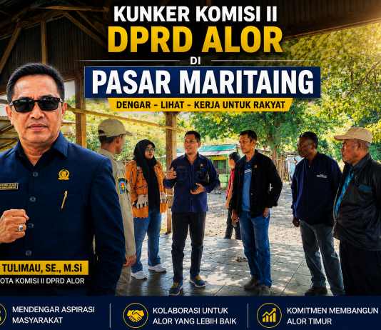 Kondisi Pasar Perbatasan Indonesia-Timor Leste di Maritaing Rusak Parah, DPRD Alor Minta Segera Dibenahi Total Anggota DPRD Alor Fraksi Partai NasDem, Joni Tulimau ketika kunker meninjau kondisi pasar Perbatasan Maritaing, Selasa 9 Juni 2026 di Desa Maritaing, Alor Timur. (Foto: doc tribuanapos.net/dm).