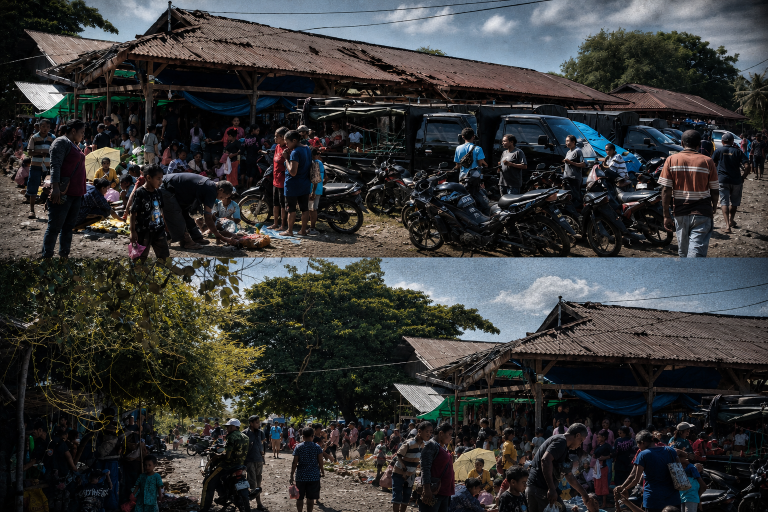 Kondisi pasar Perbatasan Maritaing yang rusak parah.