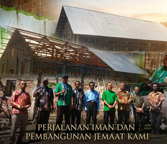 Kaum Bapa Klasis ALTAR Gelar Diakonia Pelayanan Pengatapan Gedung Pos Pelayanan GMIT Laharoi Lakfui Dapitau Ketua Kaum Bapa Klasis ALTAR, Enos Mailani (ketiga kiri) foto bersama jemaat bermata jemaat di Pos Pelayanan GMIT Laharoi Lakfui Dapitau, pada Jumat, 3 Juli 2026. (Foto: doc tribuanapos.net/).