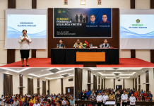 Kemenag Alor Gelar Seminar Pembinaan Keluarga Kristen, Perkuat Ketahanan Keluarga di Tengah Tantangan Zaman Kepala Seksi Urusan Agama Kristen Kemenag Alor, Lim Chr. T. R. Odja, M.Th (tengah), foto bersama Narasumber dan Peserta Seminar Pembinaan Keluarga Kristen, Senin 20 Juli 2026 di Aula Hotel Simphony Kalabahi. (Foto: doc tribuanapos.net/).